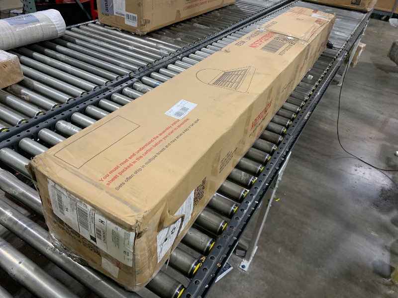 Photo 1 of *partial set* Merax King Size Bed Frame, Elegant Boucle Upholstered Platform Bed with Round Curved Headboard for Bedroom, Solid Wood Slats Support, No Box Spring Needed, Easy Assembly, White ONLY BOX 2 OF 2