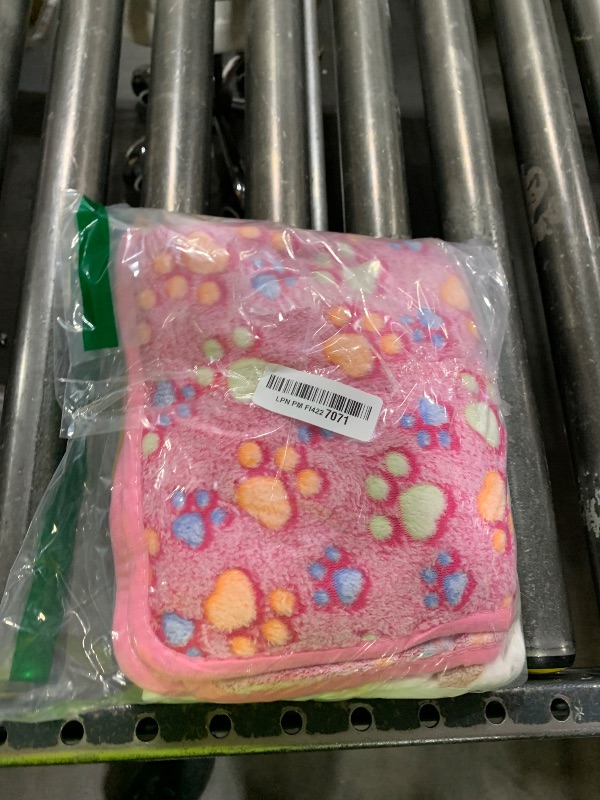 Photo 1 of 1 Pack 3 Blankets Super Soft Fluffy Premium Fleece Pet Blanket Flannel Paw Printed Throw for Dog Puppy Cat (Medium 30x20'', Brown, Pink, White)