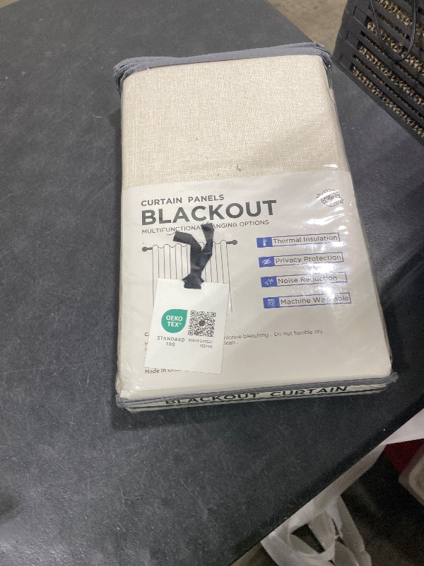 Photo 1 of 100% Blackout Shield Linen Blackout Curtains for Bedroom 84 Inches Long, Back Tab/Rod Pocket Living Room Drapes, Thermal Insulated Blackout Curtains 2 Panels Set, 50" W x 84" L, Cream