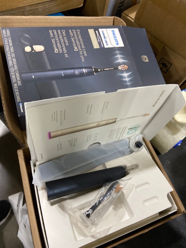 Photo 1 of *USED, INCOMPLETE** Philips Sonicare DiamondClean Prestige 9900 Rechargeable Electric Toothbrush with SenseIQ, 5 Premium All-in-One Brush Heads, Plaque Removal, Gum Care, Whitening, Midnight, BD9002AZ
