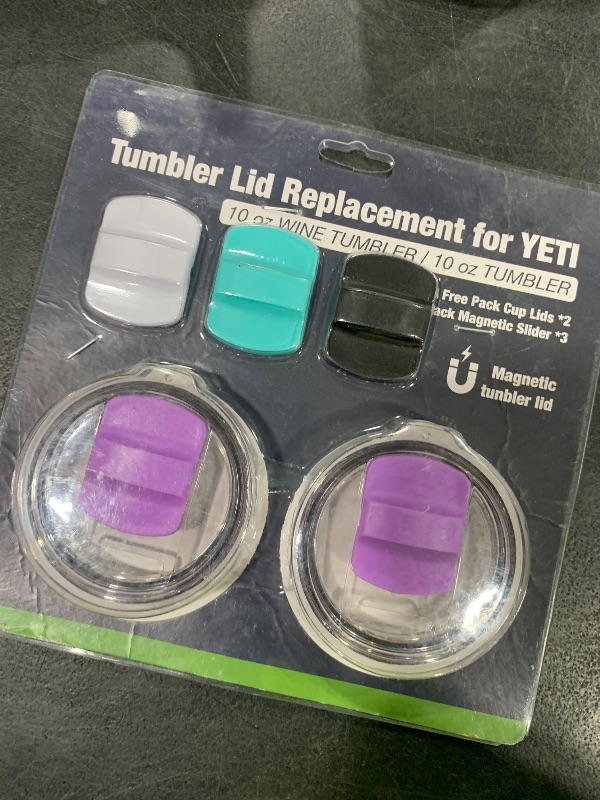 Photo 1 of 10 oz Tumbler Lids,Magnetic Tumbler Lid Replacement for Travel Coffee Mug,BPA Free 2 Pack Purple Tumbler Lids & 3 Pack Magnetic Slider