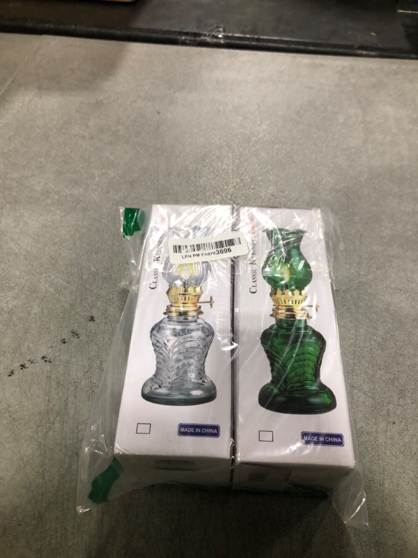 Photo 1 of 2 Pieces Glass Oil Lamp, Vintage Glass Clear Kerosene Lamp Indoor Decorative Hurricane Lamp Oil Lantern for Tabletop Decor and Emergency Lighting (Clear)