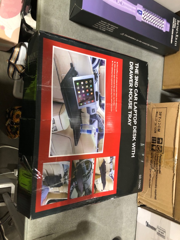 Photo 1 of 2 in 1 Car Steering Wheel Tray / Back Seat Headrest Tray for Eating Food Drink and Writing Laptop Work, XERGUR Black Car Desk