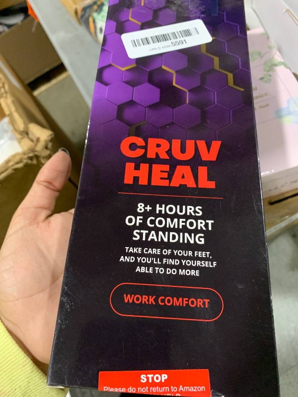 Photo 1 of (New) Work Comfort Orthotic Insoles - Anti Fatigue Shoe Insert Men Women - Low Arch Support - Shock Absorption - Foot Pain Relief - Work Boot Insoles (Violet Hexagons, M)