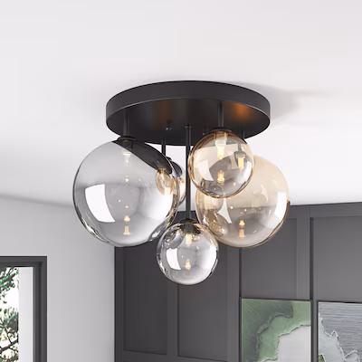 Photo 1 of Aiwen 5 -Light 17.71-in Black Semi Flush Mount Light