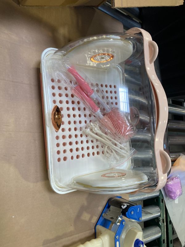 Photo 1 of Baby Bottle Drying Rack Storage, Bottle Storage Box Organizer with Cover Nursing Cutlery Box Container Portable Kitchen Cabinet Organizer