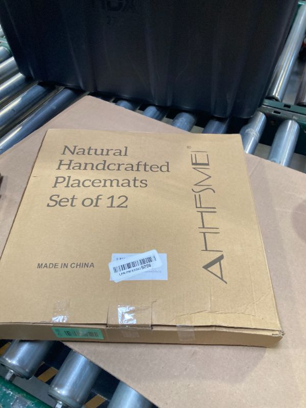 Photo 1 of AHHFSMEI Paper Braided Round Placemats Set of 12 Natural Non-Slip Heat Resistant Table Mats for Dining Tables Woven Indoor & Outdoor Place mats(Coffee,12)