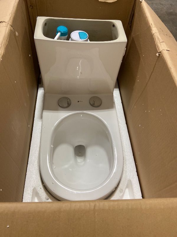 Photo 1 of Fine Fixtures Modern One-Piece Toilet, High-Efficiency Dual Flush System, Compact Space-Saver Design, Round Toilet Seat, Standard 12" Rough-In, White