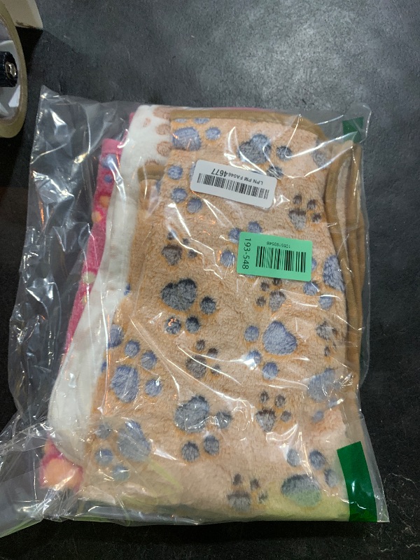 Photo 1 of 1 Pack 3 Blankets Fluffy Premium Fleece Soft Pet Blanket Flannel Throw for Cat Dog Puppy (Small 23x16'', Paw-White/Pink/Brown)