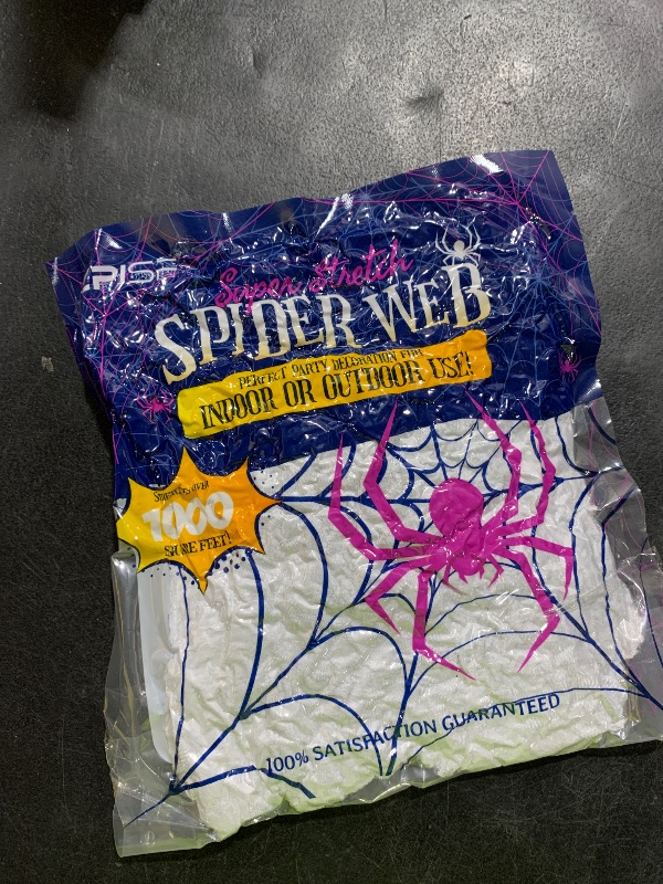 Photo 1 of 1000 sqft Spider Webs Halloween Decorations with 77 Fake Spiders, Super Stretch Cobwebs for Halloween Indoor and Outdoor Decor