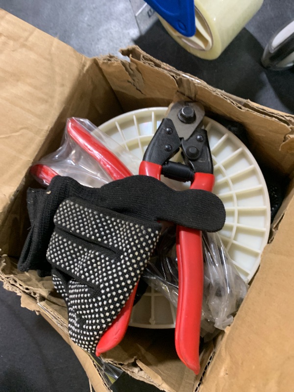 Photo 1 of 1/8 "T316 Stainless Steel Cable (Wire), 7 * 7 Strands of Twisted Metal for Aviation Construction, Silver with Cutters (500FT)