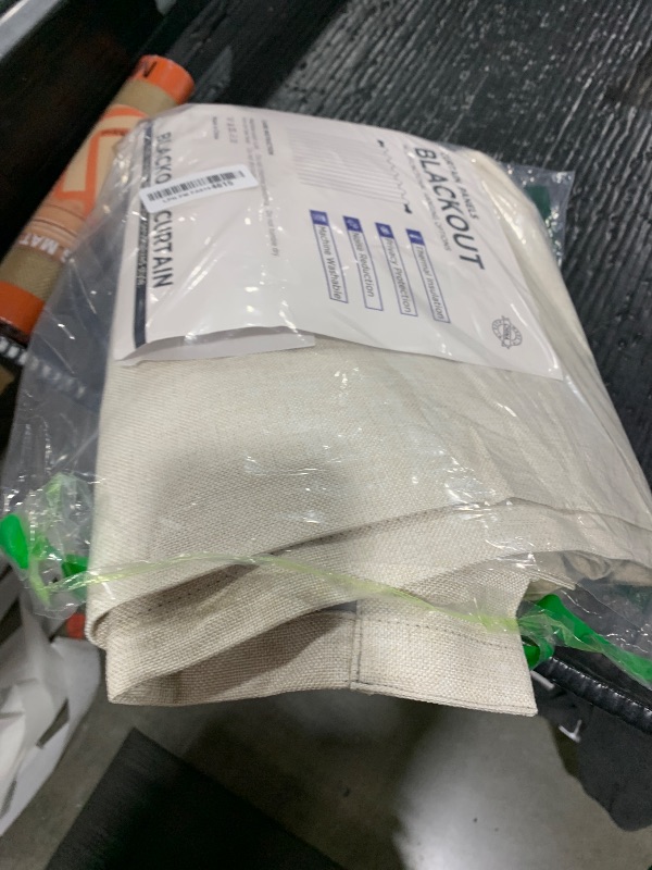 Photo 1 of 100% Blackout Shield Linen Blackout Curtains for Bedroom 84 Inches Long, Back Tab/Rod Pocket Living Room Drapes, Thermal Insulated Blackout Curtains 2 Panels Set, 50" W x 84" L, Cream