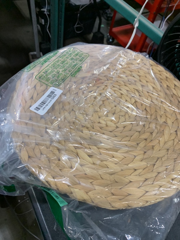 Photo 1 of 10 Pack, Round Woven Placemats, Natural Water Hyacinth Place mats, Braided Straw Table Mats for Dining Table, Christmas Placemats (13.8 inch)