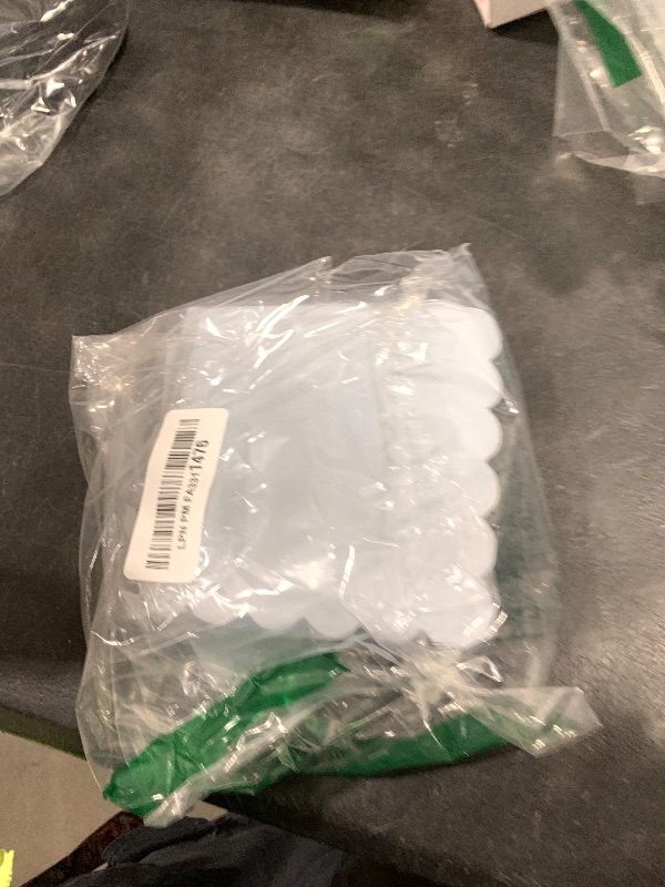 Photo 1 of 100 Pack Cocktail Napkin 2-Ply Scalloped Edged Dessert Napkins Folded 5 x 5 Inches Disposable Napkins for Dinner Wedding Birthday Party Bridal Anniversary Reception Event (Light Blue)