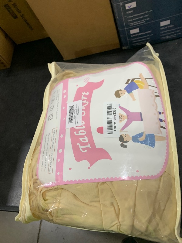 Photo 1 of 1 Pack Champagne Tablecloths for Rectangle Tables 6ft, Wrinkle Resistant Spandex Tablecover Fitted Stretch Table Cloth with Pleated Ruffle Table Skirts for Party Banquet Dining Birthday Wedding