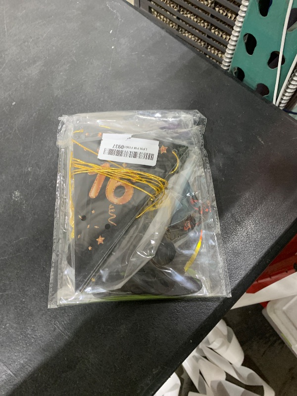 Photo 1 of 16th Birthday Decoration Kit, Happy 16th Birthday Banner Bunting Swirls Streamers, Triangle Flag Banner for Birthday Party Decorations Supplies Black and Gold 16th