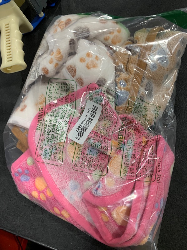 Photo 1 of 1 Pack 3 Blankets Super Soft Fluffy Premium Fleece Pet Blanket Flannel Throw for Dog Puppy Cat Paw Brown/Pink/White Small(23x16 inch)