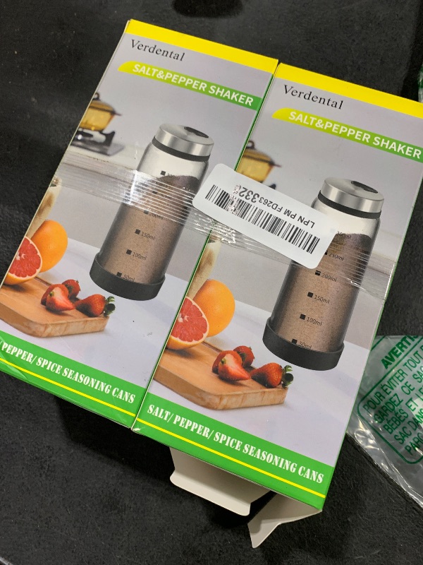 Photo 1 of 10 oz Glass Salt and Pepper Shaker Set with 304 Stainless Lid Adjustable Pour Holes Spice Jars Dispenser Seasoning Cans for Kitchen Decor and Home Restaurant Kitchen Accessories (2 Pcs, 300 ML)