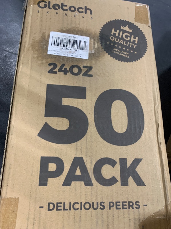 Photo 1 of 100-Piece (50-Pack) 24 OZ Meal Prep Containers Reusable with Lids, Sturdy Leakproof & Food Safe, Microwave, Freezer, Dishwasher Safe To Go Food Containers, Plastic Take Out Containers, Black