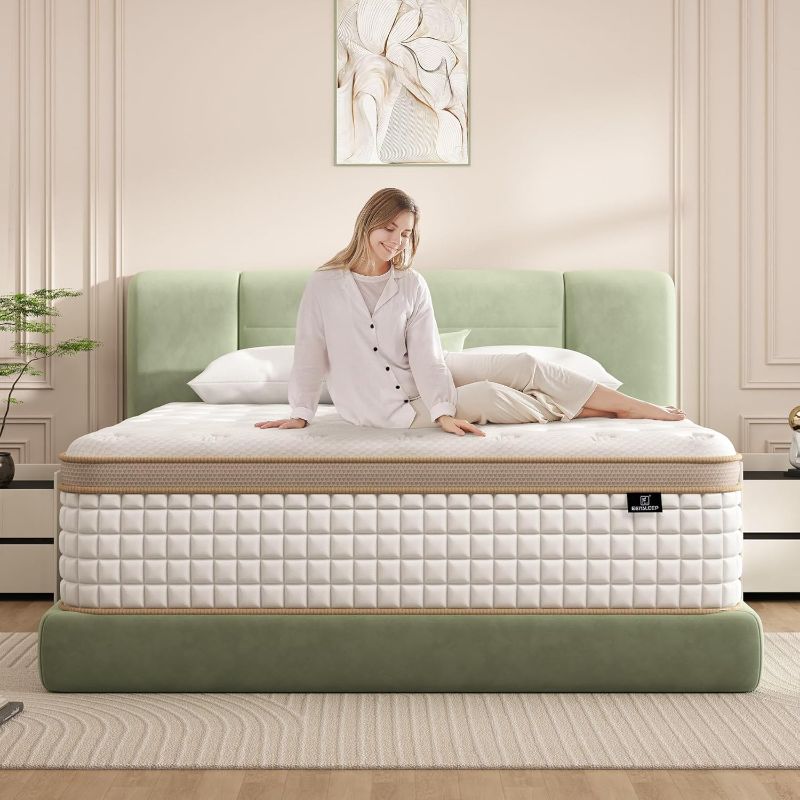 Photo 1 of 
EEN EEN SLEEP Full Mattress, 10 Inch Hybrid Mattress in a Box, Memory Foam and Individual Pocket Springs, Innerspring Medium Firm for Pressure Relief, Edge...
Color:White