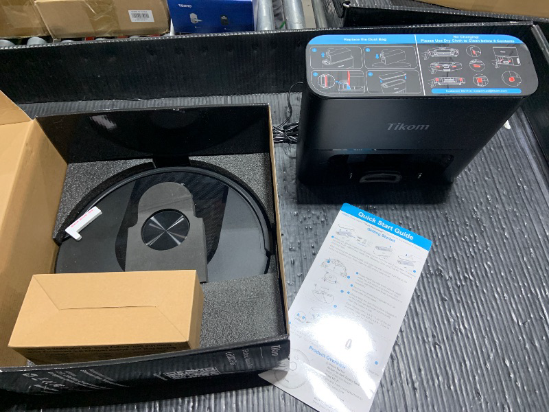 Photo 1 of Tikom Robot Vacuum and Mop, 6000Pa Robotic Vacuum Cleaner with Self-Emptying Base, 90 Days Capacity, LiDAR Navigation, Home Mapping, Ideal for Pet Hair, Hard Floors, Carpet (L8000 Plus)
