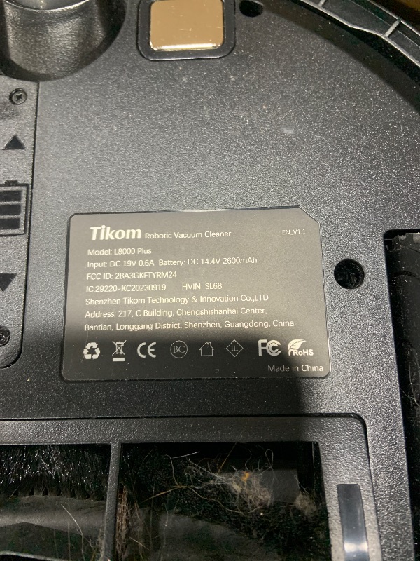 Photo 1 of Tikom Robot Vacuum and Mop, 6000Pa Robotic Vacuum Cleaner with Self-Emptying Base, 90 Days Capacity, LiDAR Navigation, Home Mapping, Ideal for Pet Hair, Hard Floors, Carpet (L8000 Plus)