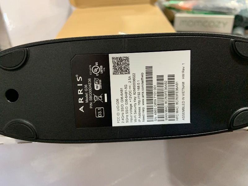 Photo 1 of ARRIS (G36) - Cable Modem Router Combo - Fast DOCSIS 3.1 Multi-Gigabit WiFi 6 (AX3000), Approved for Comcast Xfinity, Cox, Spectrum & More, 1.2 Gbps Max Speeds, 2x2 OFDM