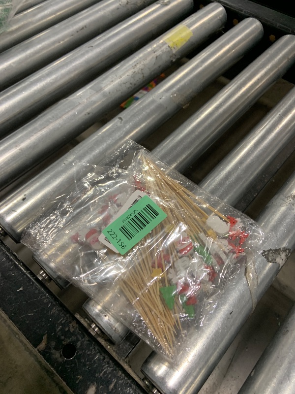 Photo 1 of 100 Pcs Christmas Cocktail Picks Santa Snowman Elk Xmas Tree Bamboo ToothPicks Appetizer Bamboo Toothpicks for Christmas Holiday Home Party Cake Food Decoration