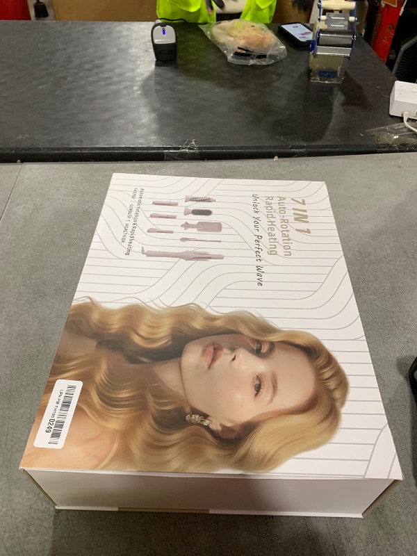 Photo 1 of 7 in 1 Automatic Curling Iron Interchangeable Barrels -0.5",1", 1.25", 1.5" Curling Wand, Hair Crimper & Straightening Brush,& Rotating Curler, 300M Negative Ions & Dual Voltage, Home & Travel