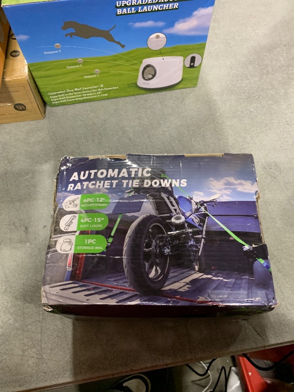 Photo 1 of Autofonder Retractable Ratchet Straps with Soft Loops(4 Pack)-(1,500lb Break Strength) -1 Inch x 12 Feet Heavy Duty Auto Self Retracting Tie Down Strap for Truck, Cargo Trailer, Motorcycle, Rad & More