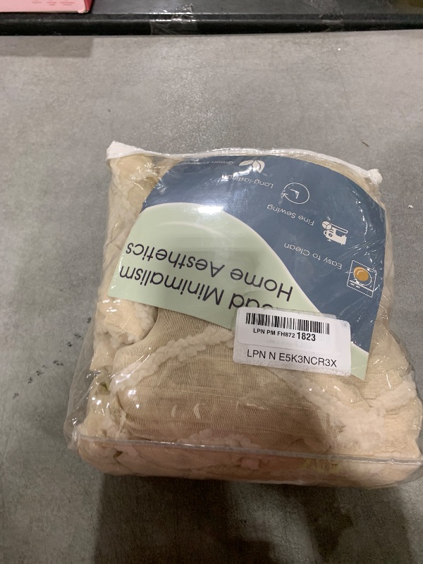 Photo 1 of 108 Inches Beige Sheer Curtains for Living Room Bedroom Farmhouse Boho Soft Light Filtering Curtains Back Tab & Rod Pocket Tuft Pattern Semi Sheer Curtain 2 Panels Drapes Light Tan Linen Oatmeal