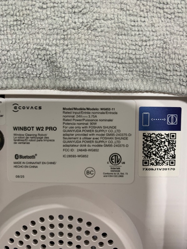 Photo 1 of ECOVACS WINBOT W2 PRO Window Cleaning Robot, 3 Nozzles Water Sprayer, 10-Level Protection, Win-SLAM 4.0 Path Planning, Steady-Climbing, Edge Detection, App Control