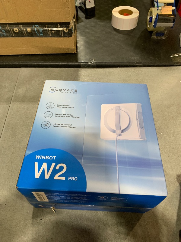 Photo 1 of ECOVACS WINBOT W2 PRO Window Cleaning Robot, 3 Nozzles Water Sprayer, 10-Level Protection, Win-SLAM 4.0 Path Planning, Steady-Climbing, Edge Detection, App Control