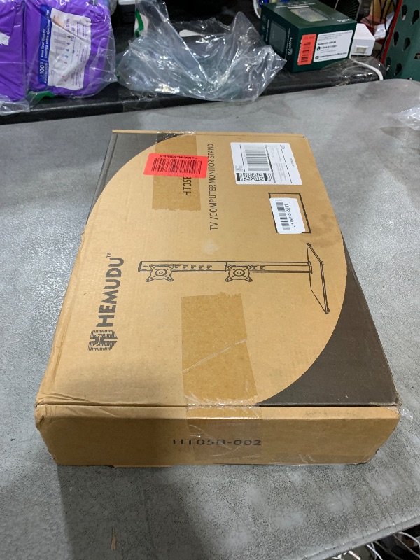 Photo 1 of Dual Monitor Stand - Vertical Stack Screen Free-Standing Monitor Riser Fits Two 13 to 34 Inch Screen with Swivel, Tilt, Height Adjustable, Holds One (1) Screen Up to 44Lbs