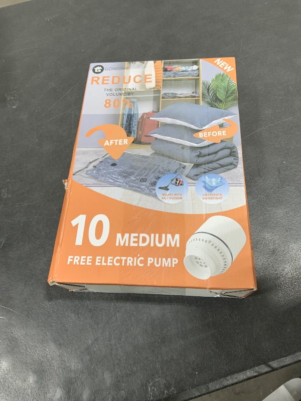 Photo 1 of 10 Medimu Vacuum Storage Bags with Electric Pump, Plastic Packaging Bags,Space Saver Sealer Compression Bags for Blankets, Comforters, Pillows, Clothes Storage