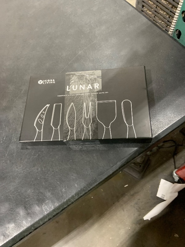 Photo 1 of ICOSA Living Lunar 6-Piece Cheese Knife Set - Premium Stainless Steel Cheese Knives Collection - Charcuterie Board Accessories Gift Ready w/ 15 Festive Recipes