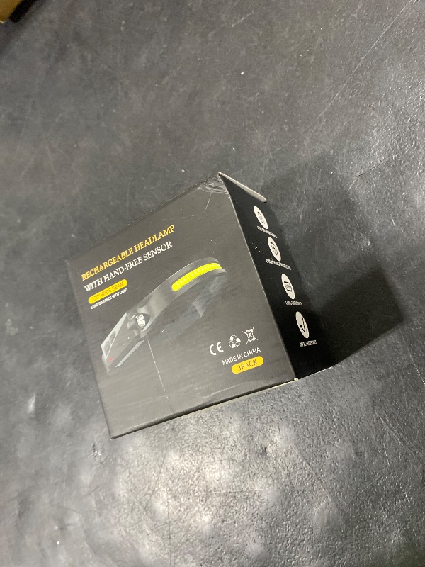 Photo 1 of Rechargeable Headlamp 3PCS, 230° Wide Beam Head Lamp, Motion Sensor LED Headlamp Rechargeable, 5Mode Bright Headlamps for Adults, Head Lights for Forehead, Hard Hat Headlight, Camping Essentials Gear