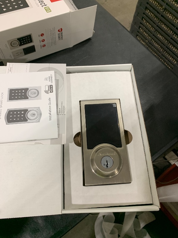 Photo 1 of Kwikset HomeConnect 918 Contemporary Z-Wave Long Range Enabled Touchscreen Lock Works with Ring Alarm, Samsung SmartThings Hub Required, Sold Seperately in Satin Nickel