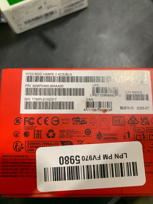 Photo 1 of ASUS ROG Harpe II Ace Wireless Esports Gaming Mouse – 2025, Pro-Tested, Right-Handed, 48g Lightweight, Tri-Mode Connectivity, 42K DPI, 8K Polling, 101Hr Battery, Web-Based Tool, PC/Mac Support - Black