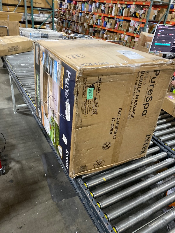 Photo 1 of INTEX 28427EH PureSpa Bubble Massage Spa Set Outdoor Inflatable Portable Hot Tub, Includes Energy Efficient Spa Cover, Saltwater System Ready, 6 Person, 85in x 28in