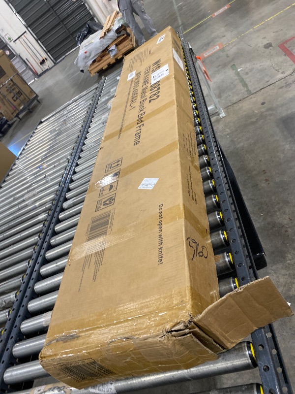 Photo 1 of Twin XL Over Queen Size Bunk Bed with Storage Shelves and LED Lights,Heavy Duty Adult Bunk Beds with Angled Ladder,Metal Queen Bunk Bed,Black