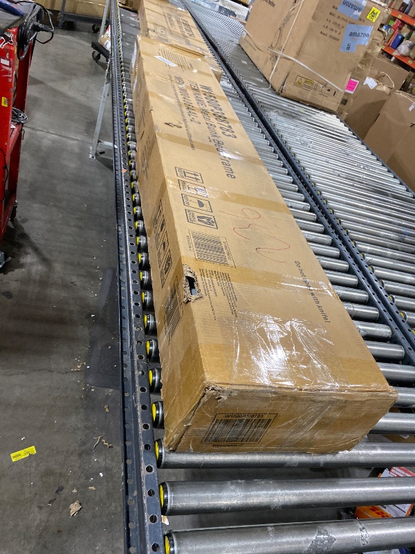 Photo 1 of Twin XL Over Queen Size Bunk Bed with Storage Shelves and LED Lights,Heavy Duty Adult Bunk Beds with Angled Ladder,Metal Queen Bunk Bed,Black