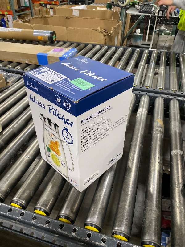 Photo 1 of 1 Gallon 128oz Glass Pitcher, Water Pitcher with Lid and Spout, Glass Carafe for Hot/Cold Drink, Water Jug for Iced Tea, Coffee, Juice, Milk, Beverage (Extra-Wide Mouth)