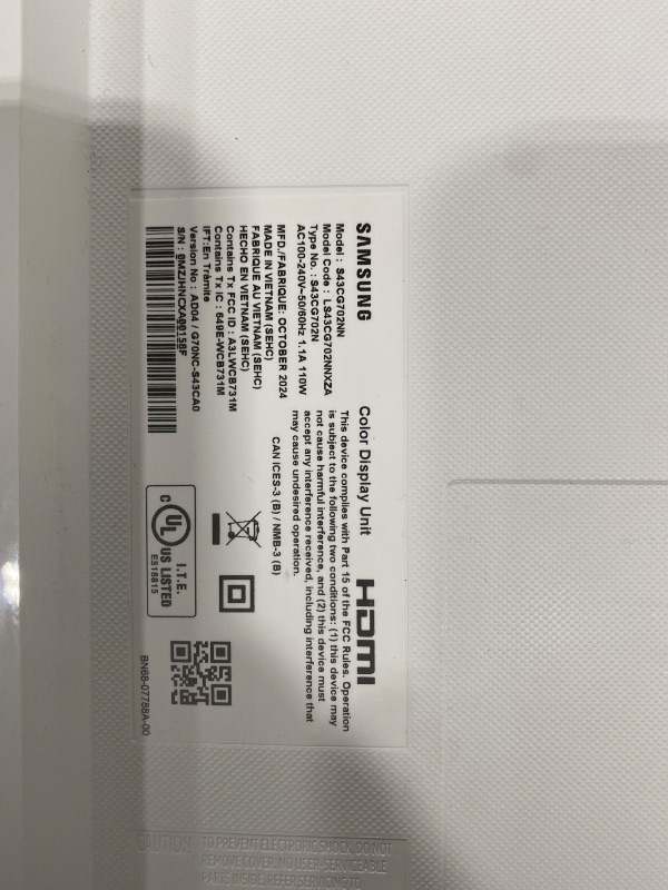 Photo 1 of SAMSUNG 43" Odyssey Neo G7 Series 4K UHD Smart Gaming Monitor, 144Hz, 1ms, VESA Display HDR600, Quantum Matrix Technology, AMD FreeSync Premium Pro, LS43CG702NNXZA, Black