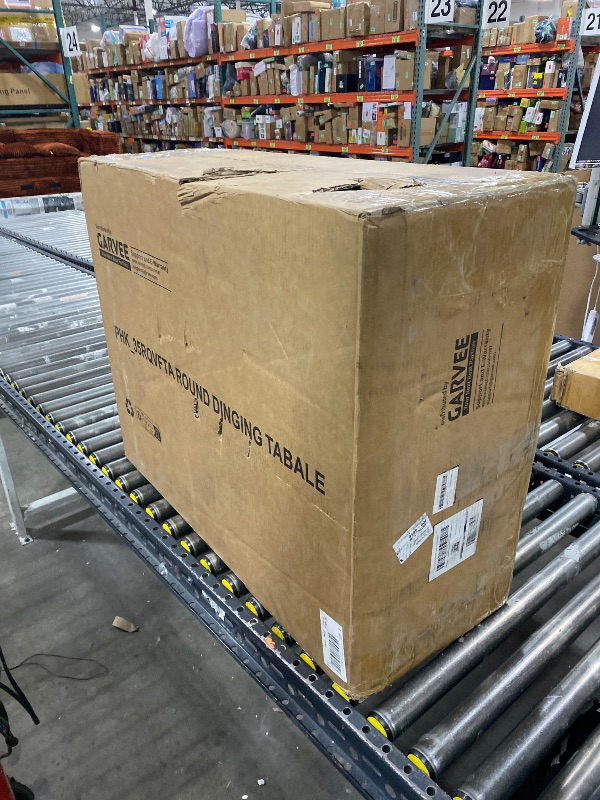 Photo 1 of IDEALHOUSE 47" Round Dining Table for 4-6, Wood Kitchen Table with Sturdy Base, Farmhouse Circle Dinner Table for Dining Room, Living Room, 4 Strong Legs, Walnut