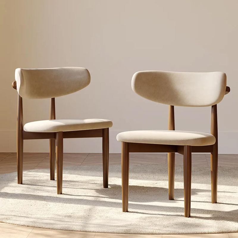 Photo 1 of POVISON Modern Dining Chairs Set of 2, Armless Cotton Linen Dining Chair with Sackcloth Cushions and Dark Walnut-Coloured Ash Wood, Pre-Assembled Design