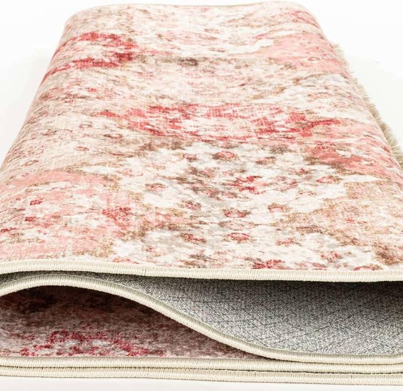 Photo 1 of  Ultra-Thin (0.25 in) 5x8 Pink Washable Non-Slip Area Rugs for Living Room Bedroom Rug