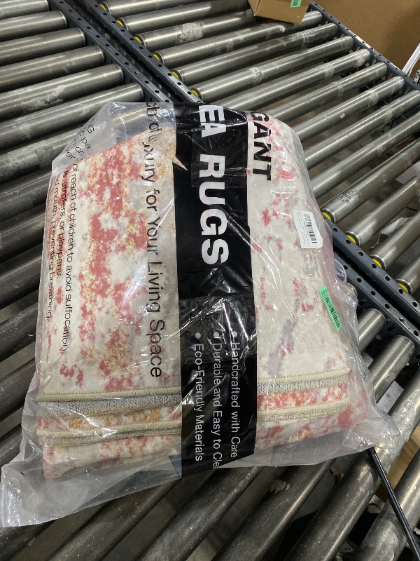 Photo 1 of  Ultra-Thin (0.25 in) 5x8 Pink Washable Non-Slip Area Rugs for Living Room Bedroom Rug