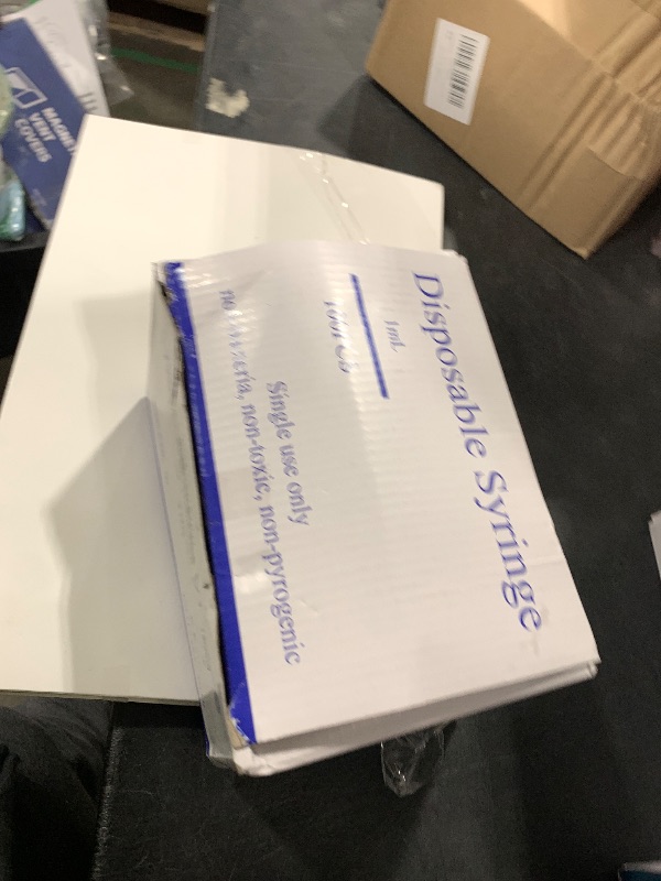 Photo 1 of 100 Pack 3ml 23Ga Plastic Syringe with Measurement for Scientific Labs, Industrial Dispensing Animal and Pet Supplies, Disposable Individually Wrapped (100, 3ml-23Ga)