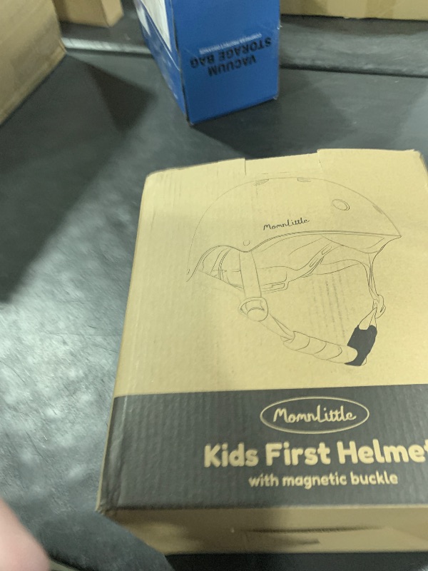 Photo 1 of MomnLittle Kids Bike Helmet with Quick Pinch-Free Magnetic Buckle CPSC Certified Bike Helmet for Toddler Boys and Girls (Warm Grey, X-Small: 18.8"-20.08" / 48-53cm)